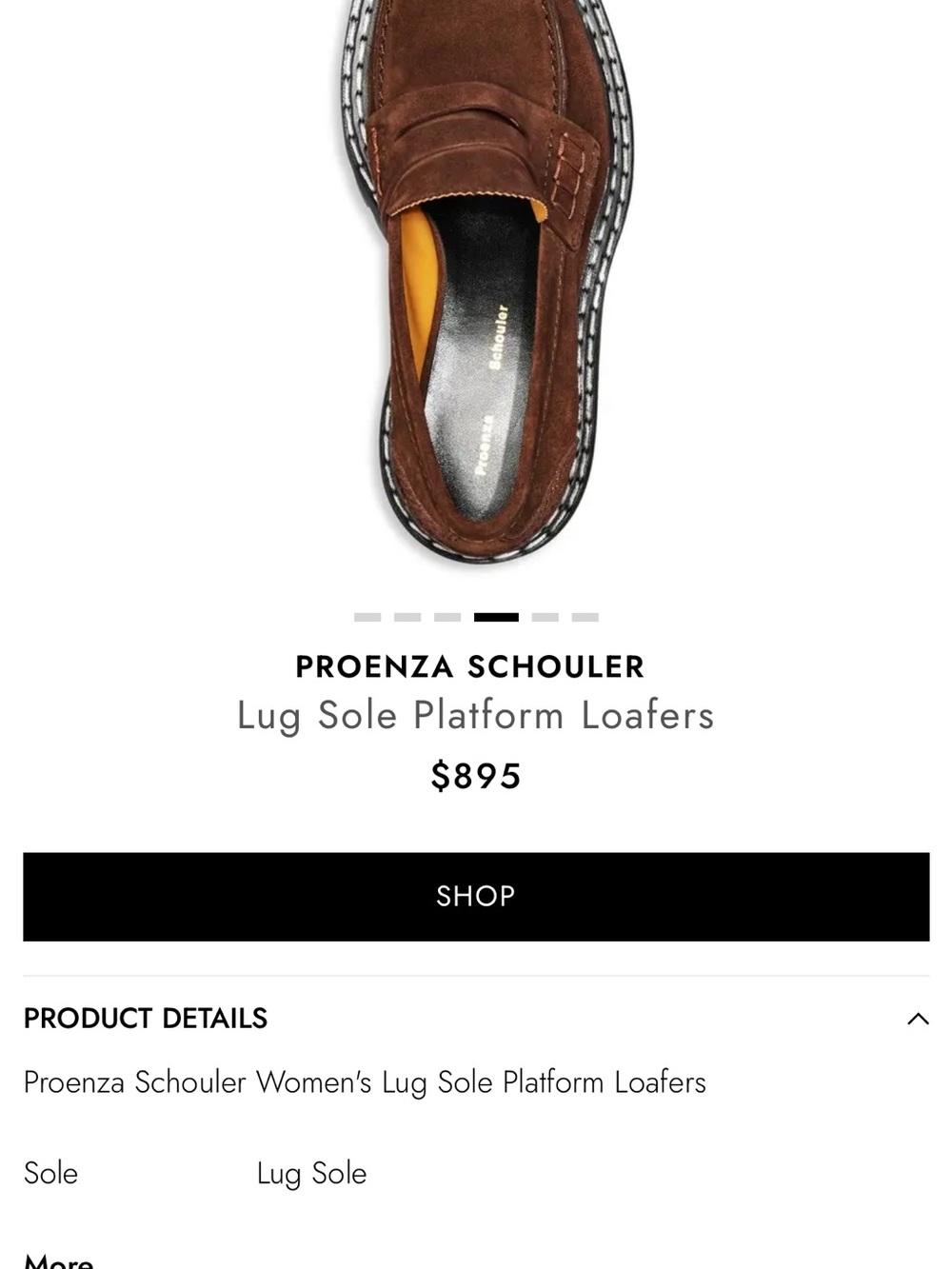 Proenza Schouler Brown Suede Lug Sole Platform Loafers